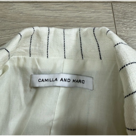 Camilla and Marc Nantucket Linen White Striped Blazer - Picture 5 of 12